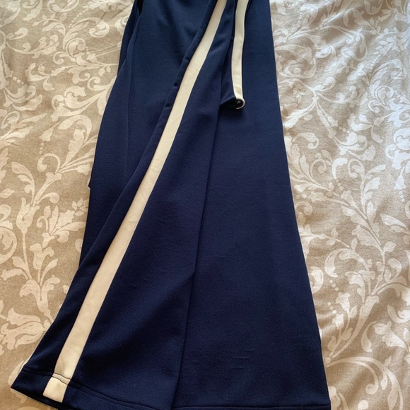Navy blue with white stripe wide leg romper - Picture 2 of 11